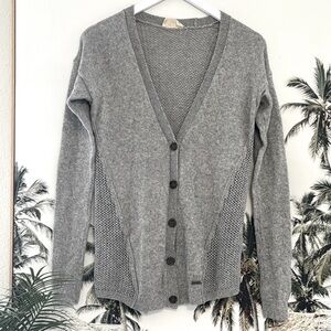 Hollister Knit Cardigan Button Front Gray Open Weave Sweater